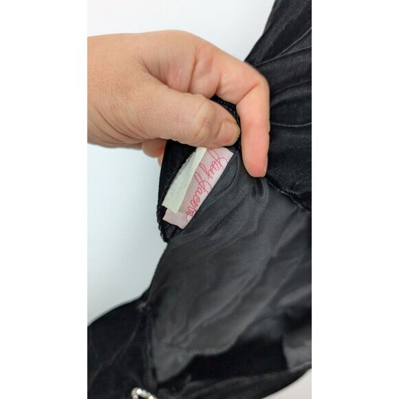 Vtg 90s Jay Jacobs Party Dress sz 5 Open Jeweled Back Knee Length Sheath Velvet - Picture 10 of 12